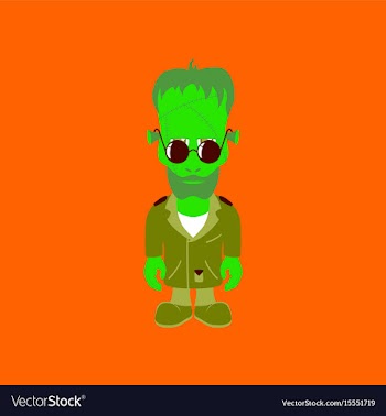 Flat on background of zombie men vector image