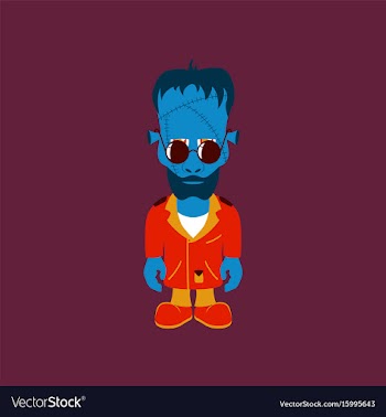 Flat on background of zombie men vector image