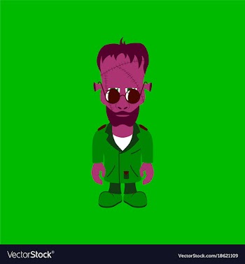 Flat on background of zombie men vector image
