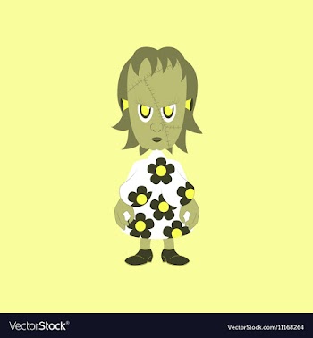 Flat on background of zombie woman vector image