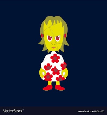 Flat on background of zombie woman vector image