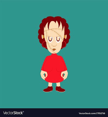 Flat on background of zombie woman vector image