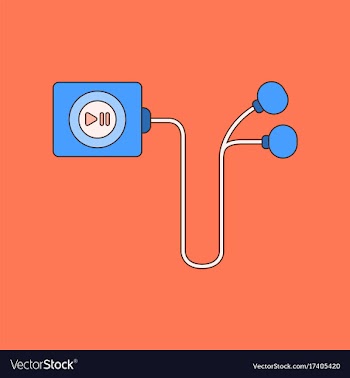 Flat on background player with headphones vector image