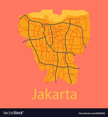 Flat outline map of the indonesian capital jakarta vector image