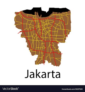 Flat outline map of the indonesian capital jakarta vector image