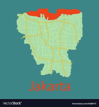 Flat outline map of the indonesian capital jakarta vector image