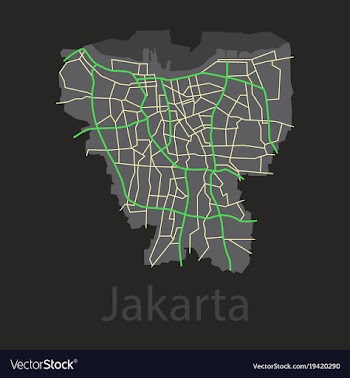Flat outline map of the indonesian capital jakarta vector image