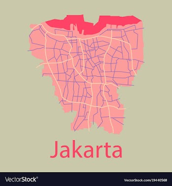 Flat outline map of the indonesian capital jakarta vector image