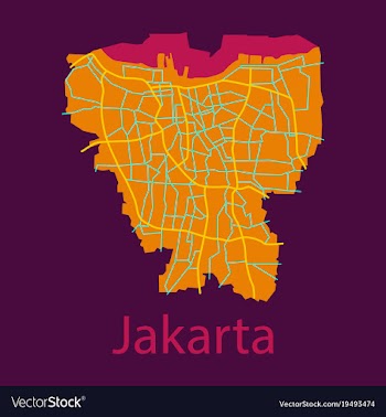 Flat outline map of the indonesian capital jakarta vector image