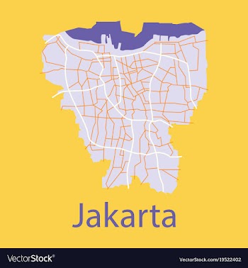 Flat outline map of the indonesian capital jakarta vector image