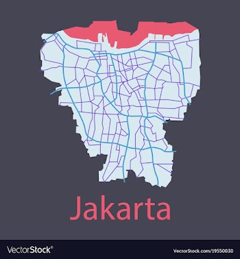 Flat outline map of the indonesian capital jakarta vector image