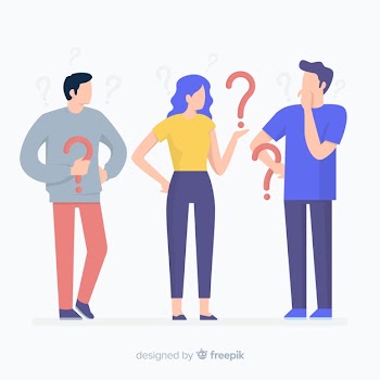 Flat people holding question marks background Free Vector