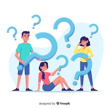 Flat people holding question marks Free Vector