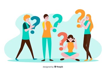 Flat people holding question marks Free Vector