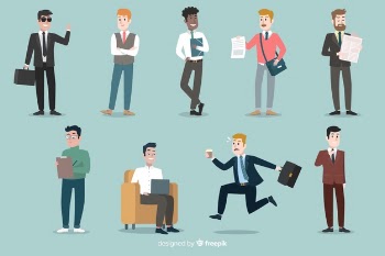 Flat people scenes at office Free Vector
