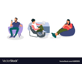 flat people with laptop