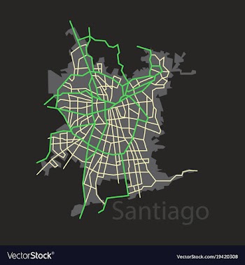 Flat road and administrative map of agglomeration vector image