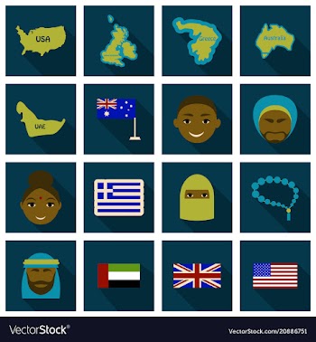 Flat round icons of all world flags ultimate vector image