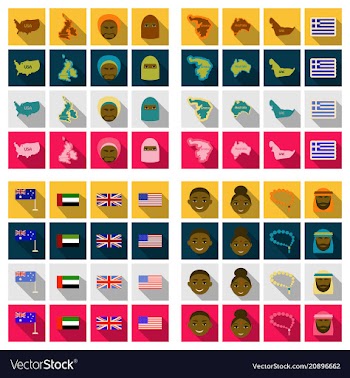 Flat round icons of all world flags ultimate vector image