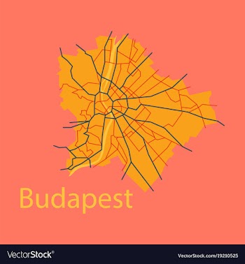 Flat scheme of the budapest hungary city plan of vector image