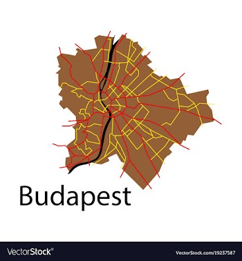 Flat scheme of the budapest hungary city plan of vector image