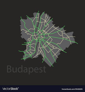 Flat scheme of the budapest hungary city plan of vector image