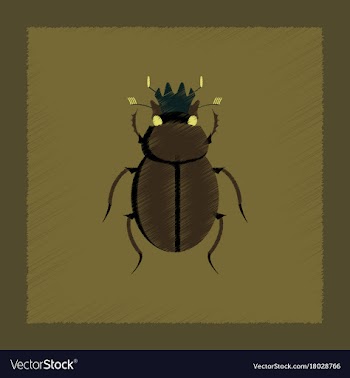 Flat shading style bug scarab vector image