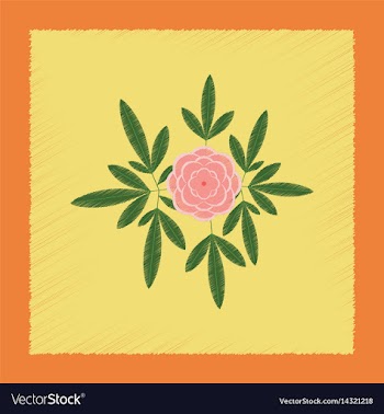 Flat shading style flower paeonia vector image
