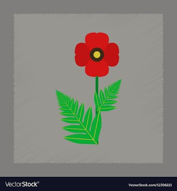 Flat shading style flower papaver vector image