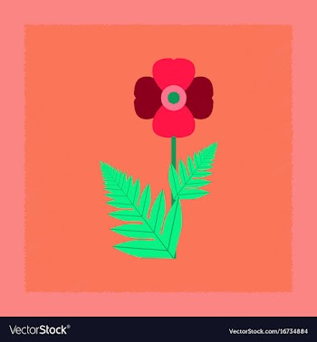 Flat shading style flower papaver vector image
