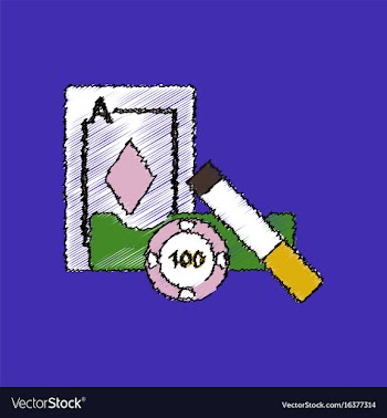 Flat shading style icon ace chip and cigar vector image