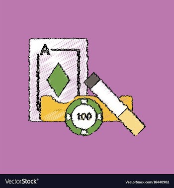 Flat shading style icon ace chip and cigar vector image