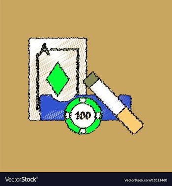Flat shading style icon ace chip and cigar vector image