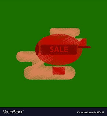 Flat shading style icon air balloon sale vector image