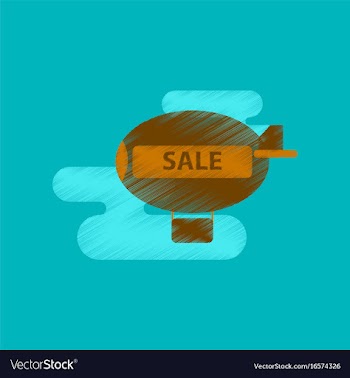 Flat shading style icon air balloon sale vector image