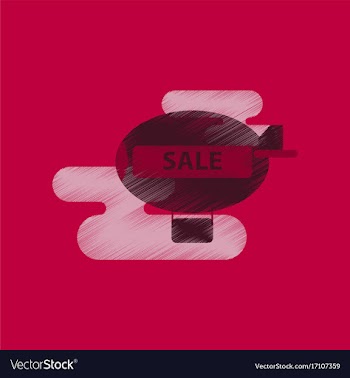 Flat shading style icon air balloon sale vector image