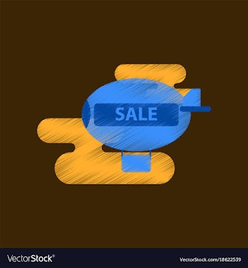 Flat shading style icon air balloon sale vector image