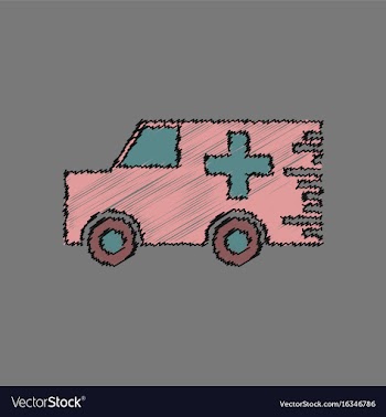 Flat shading style icon ambulance with a cross vector image
