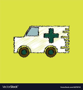 Flat shading style icon ambulance with a cross vector image