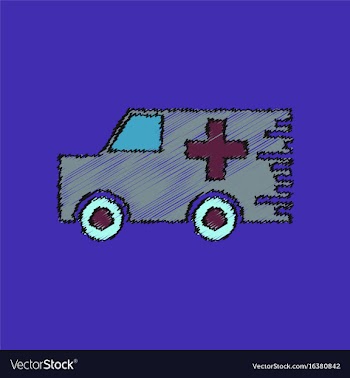 Flat shading style icon ambulance with a cross vector image