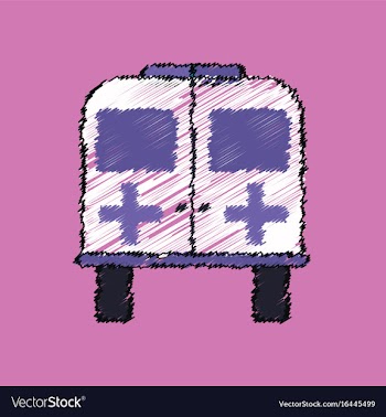 Flat shading style icon ambulance with a cross vector image
