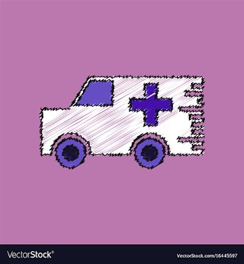 Flat shading style icon ambulance with a cross vector image