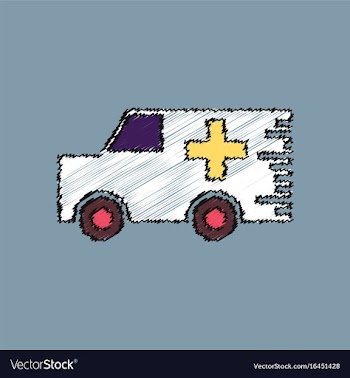 Flat shading style icon ambulance with a cross vector image