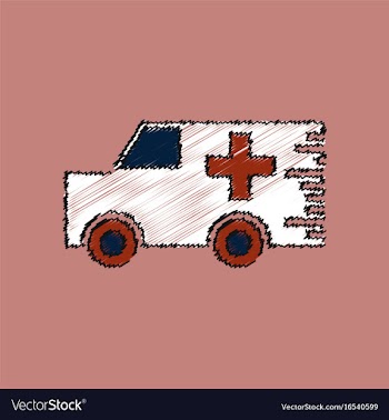 Flat shading style icon ambulance with a cross vector image