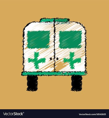 Flat shading style icon ambulance with a cross vector image
