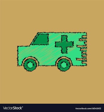Flat shading style icon ambulance with a cross vector image