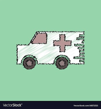 Flat shading style icon ambulance with a cross vector image