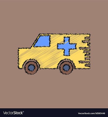 Flat shading style icon ambulance with a cross vector image