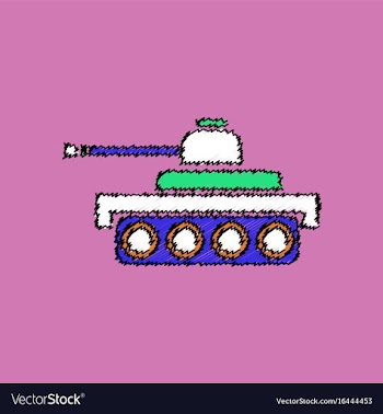 Flat shading style icon army tank vector image