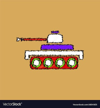 Flat shading style icon army tank vector image